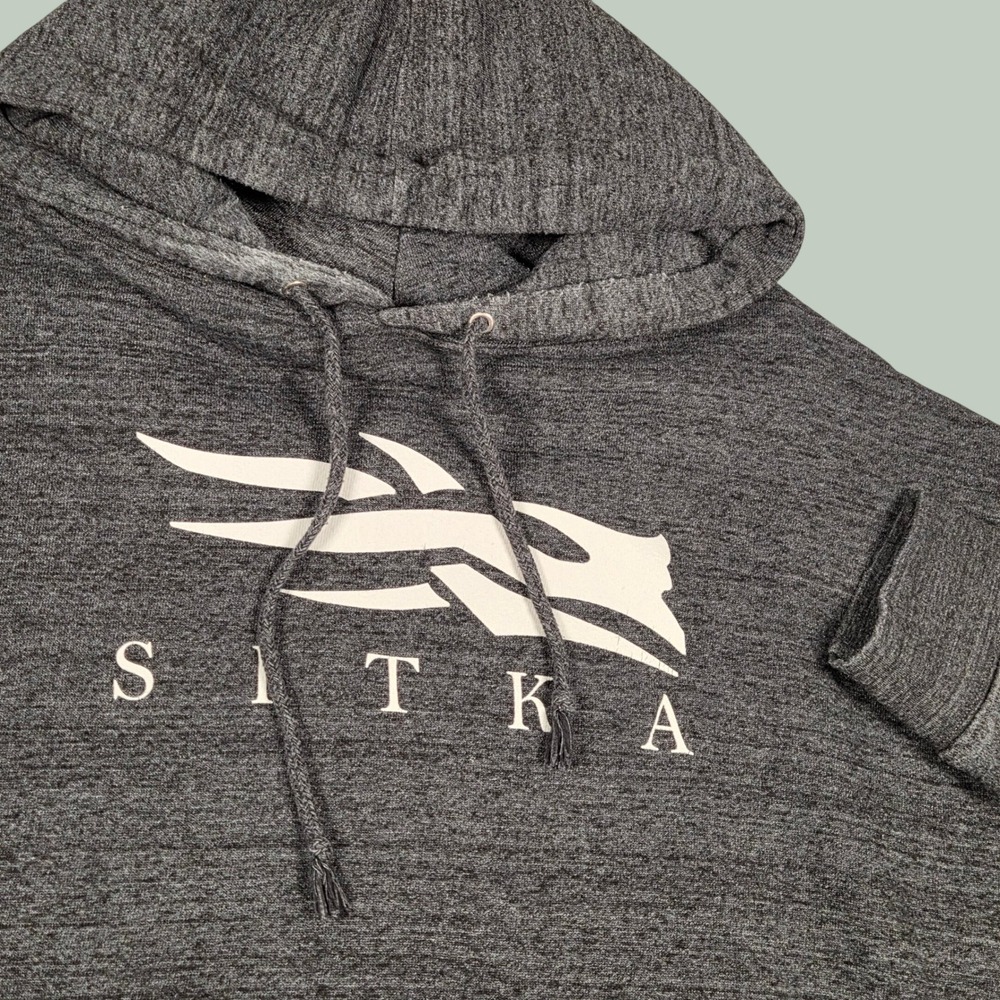 Sitka Mens XXL Hoodie Pullover Charcoal Gray Logo Graphic Sweatshirt Hunting